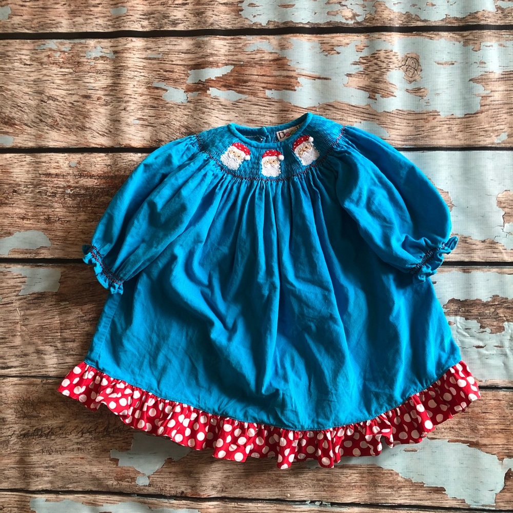 Santa Smocked Girls dress 18 month